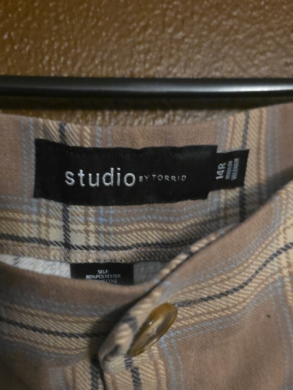 torrid Beige Plaid Wide Leg Pull On Trousers - Picture 2 of 4